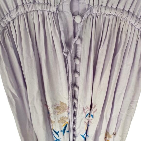 Fillyboo Lavender Embroidered Boho Fringe Maxi Dress size large - Picture 4 of 10